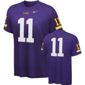  LSU Tigers Purple Nike Football Replica Jersey T Shirt 
