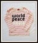 NO ADDED SUGAR~5 6~Pink Stripe Dove World Peace Please Tee Shirt Top