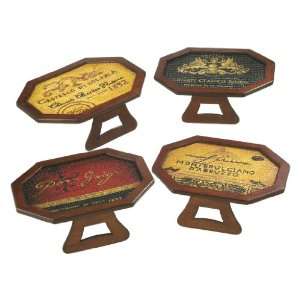 Bachus Wood Wine Chair Tray   Set of 4: Home & Kitchen