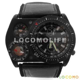 Men Women Chronograph Temperature Compass Multi Function Leather Watch