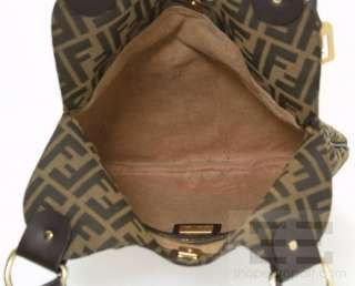 Fendi Brown Zucca & Animal Print Canvas & Leather Handle Hobo Handbag 