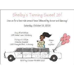    White Limo With Girl 2 Brown Skin Party Invitations: Toys & Games