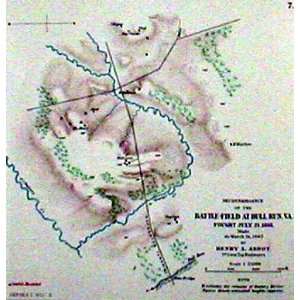 : Official 1895 Antique Civil War Map of the Battle Field at Bull Run 