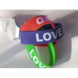  2 Love & Best Friend Silicone Rubber Bracelet Purple+Green 