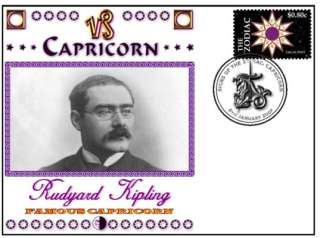 RUDYARD KIPLING 2005 CAPRICORN ZODIAC STAMP COVER  