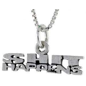  Sterling Silver SHIT HAPPENS Talking Pendant Jewelry
