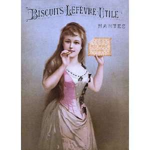 GIRL BISCUITS LEFEVRE UTILE MANTES COOKIES FRANCE FRENCH SMALL VINTAGE 