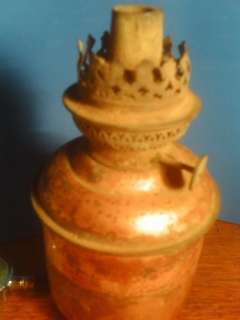 Circa 1800s Copper Oil or KEROSENE Primative RAILROAD LANTERN Lamp 