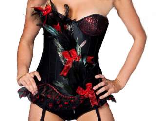 Black Swan Burlesque Showgirl Moulin Rouge Corset & Tutu Costume   S/M 