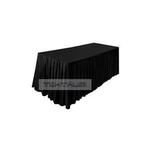 TEKTRUM 8 FT LONG FITTED TABLE SKIRT COVER FOR TRADE SHOW   BLACK 