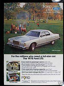 1978 FORD LTD LANDAU CAR VINTAGE PRINT AD  
