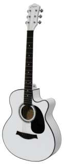New Crescent PRO YMG 41 Adult SIZE WHITE Acoustic Guitar +Accessories 