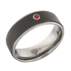  8mm Mens Titanium Wedding Band Ring With Ruby Comfort Fit 