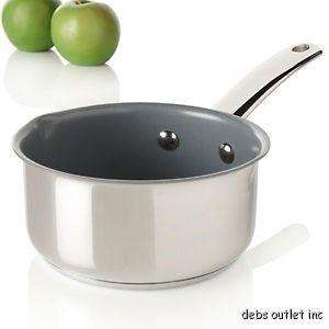 GreenPan Stainless Steel 1qt Saucepan w/Spouts   NEW  