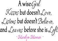 Marilyn Monroe  A wise girl Vinyl Wall Lettering quote  