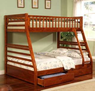new rustic oak twin full bunk bed with 2 under