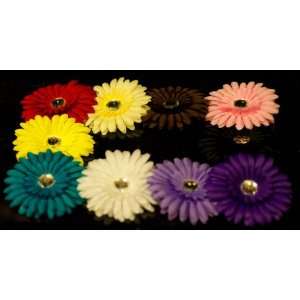  10 Solid Color Gerbera Daisy Flower Hair Clips: Baby