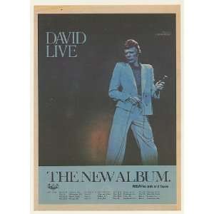  1974 David Bowie Live Album Tour RCA Records Print Ad 