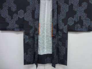 20534# Japanese KIMONO TSUMUGI SILK ENSEMBLE / WOVEN PATTERN  