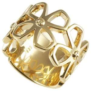    Cai Jewels Gold Plated Silver Marcasite Floral Ring: Jewelry