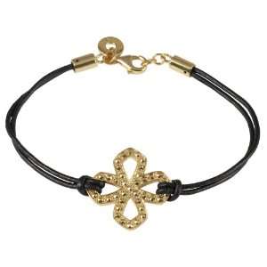  Cai Jewels Gold Plated Silver Marcasite Floral 19cm Black 