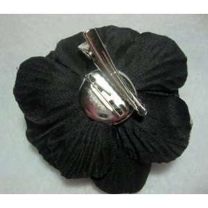  NEW Black Camellia Flower Hair Clip and Pin Back Brooch 
