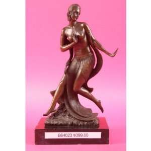 Vintage Signed Bronze Statue Female Dancer Sculpture NR 