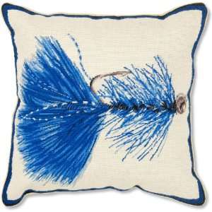 Blue Wooly Bugger Fly Needlepoint Pillow 