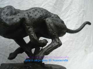 100% Bronze statue sculpture Ferocious cheetah attack Artwork  