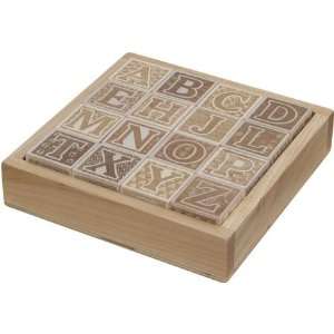  Natural ABC Block Set with Wooden Tray: Baby