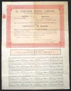 1907 El Porvenir Mining Company: Mexico   California   Colorado  