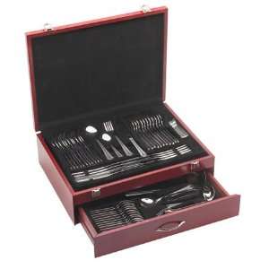   Stainless Steel Flatware Set in Wood Display Box: Kitchen & Dining