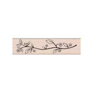  Flower and Leaf Branch Wood Mounted Rubber Stamp (F5031 