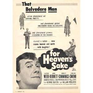 For Heavens Sake 1951 Movie Ad with Clifton Webb & Joan 