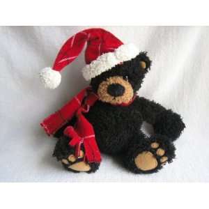  Gund Cole 8 Black Bear Plush with Red Cap and Scarf 