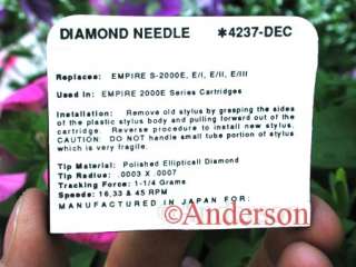 Pfanstiehl 4237 DEC Stylus Needle EMPIRE S 2000E  