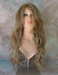 Wigs HEAT OK! Medium blonde mix Long layer skin part wig US Seller 