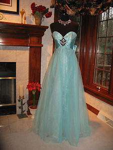 Sherri Hill 2406 Aqua Silver Pageant Prom Gown Dress 10  