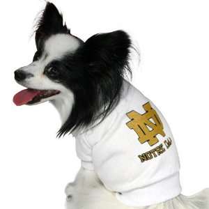  Notre Dame Fighting Irish White Dog T shirt: Sports 
