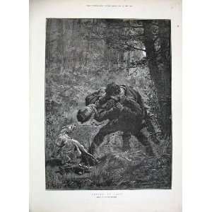   1888 Stanley Berkeley Fine Art Men Fighting Woods Dog: Home & Kitchen