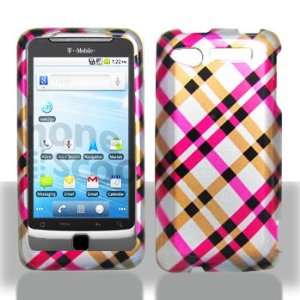 HTC Verizon G2 Merge Hot Pink Plaid Hard Case Cover Protector (free 