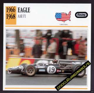 1966 1968 EAGLE AAR F1 Dan Gurney Race Car PHOTO CARD  