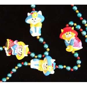 Cats with Hats Kittens Kitty Mardi Gras Bead Necklace Spring Break 
