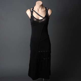 Black Grunge Gothic Steampunk Corset Long Maxi Dress M Size  