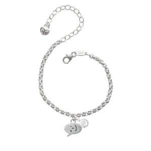 Winking Emoticon Silver Plated Brass Charm Bracelet with Clear 