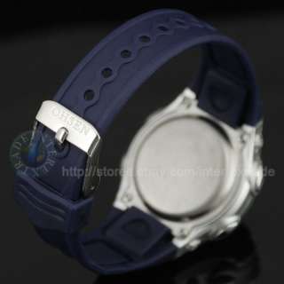New Blue Lady LCD Sport Wrist Alarm Date/Day Stop Watch  