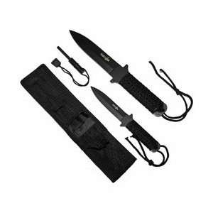 Survival Knife Set Stainless Steel w/ Magnesium Fire Starter:  