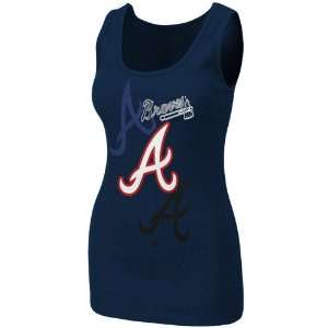   Braves Ladies Navy Blue Pearl Tank Top (Small): Sports & Outdoors