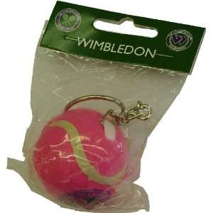  Minituature Wimbledon Tennis Ball Key Ring in Pink: Sports 