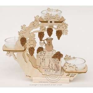  Floral Glass Candle Stand with Wine Motif: Home & Kitchen
